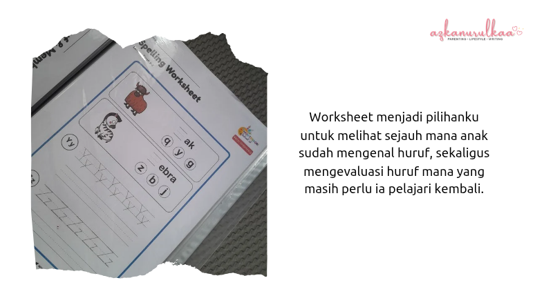 Cara Mengajarkan Anak Membaca Usia 5 Tahun Tanpa Paksaan dengan worksheet.